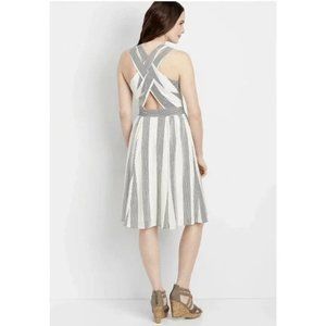 Maurices A Lined Striped Criss Cross Back Sleeveless Midi Dress 5/6